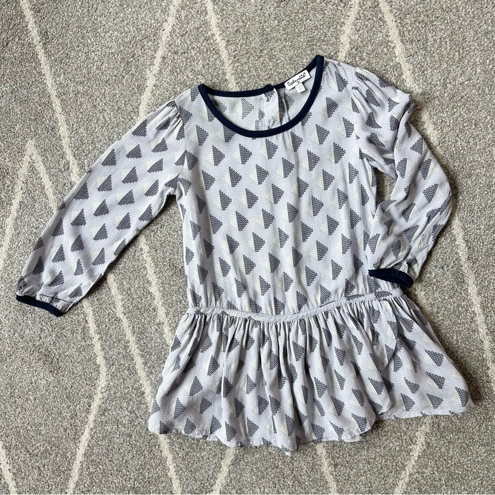 Splendid Navy Blue and Gray Drop Waist Tunic Top Dress